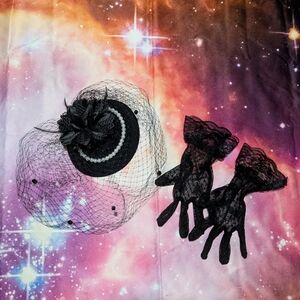 Elegant Black Hat and Gloves Set